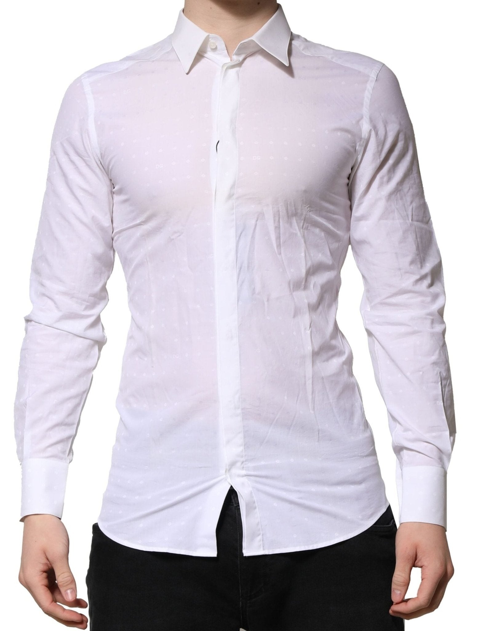 Dolce & Gabbana White GOLD Long Sleeves Dress Men Formal Shirt – IT38 | XS par Dolce & Gabbana | Disponible sur Sandy Store ByNet