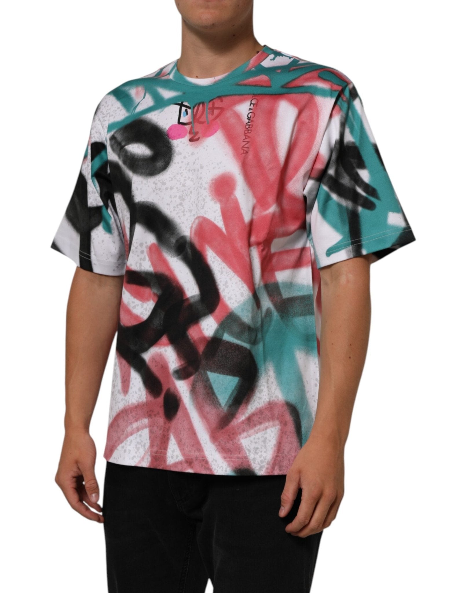 Dolce & Gabbana White Graffiti Crew Neck Short Sleeves T-shirt – M par Dolce & Gabbana | Disponible sur Sandy Store ByNet