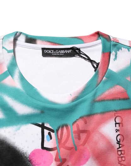 Dolce & Gabbana White Graffiti Crew Neck Short Sleeves T-shirt – M par Dolce & Gabbana | Disponible sur Sandy Store ByNet