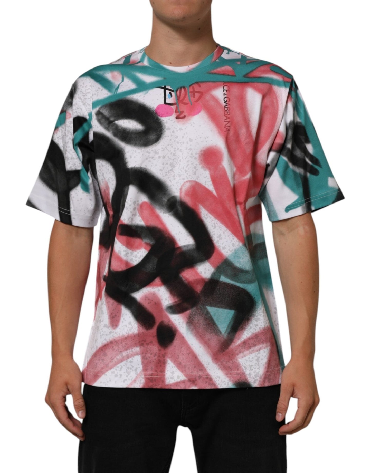 Dolce & Gabbana White Graffiti Crew Neck Short Sleeves T-shirt – M par Dolce & Gabbana | Disponible sur Sandy Store ByNet