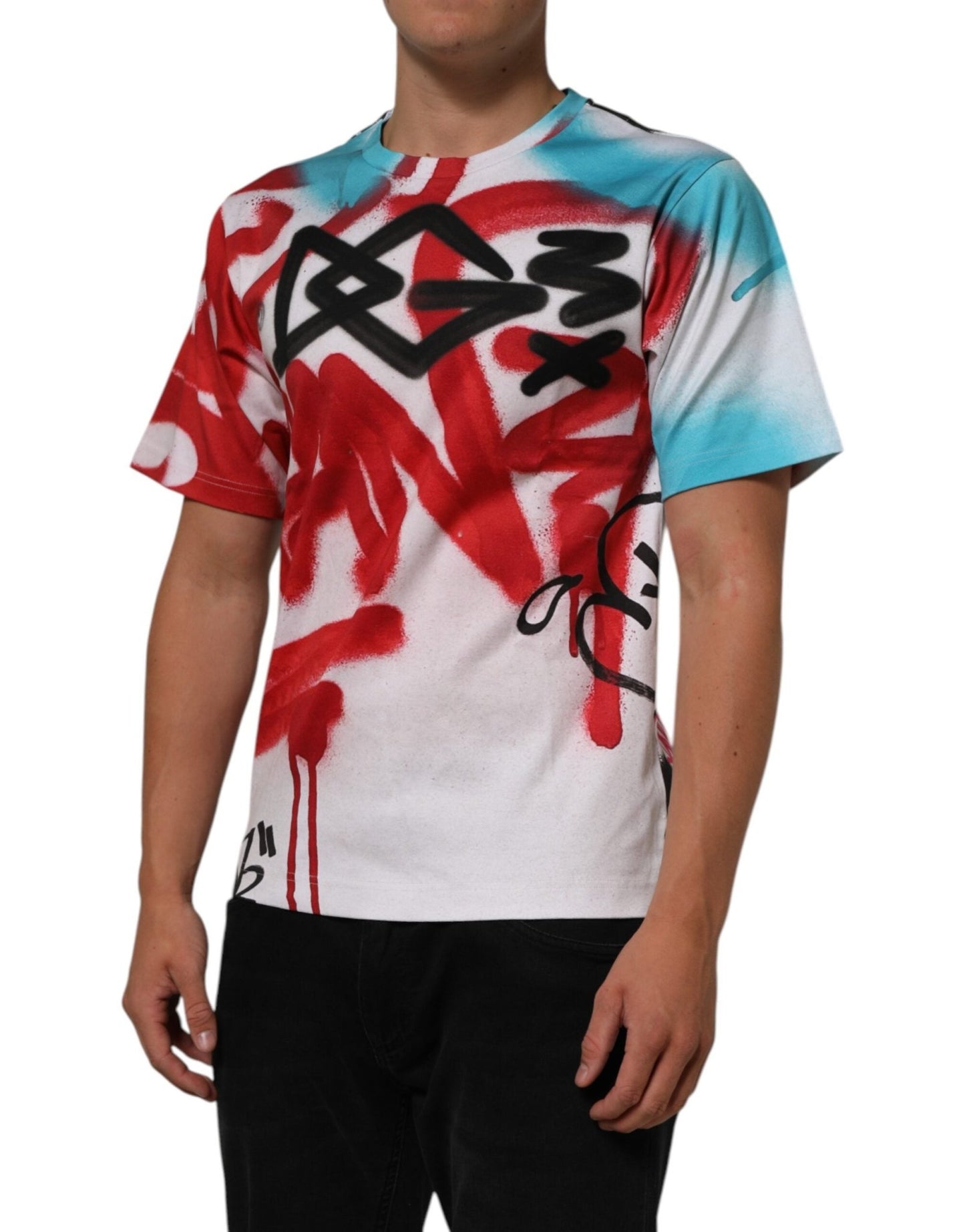 Dolce & Gabbana White Graffiti Crew Neck Short Sleeves T-shirt – XS par Dolce & Gabbana | Disponible sur Sandy Store ByNet