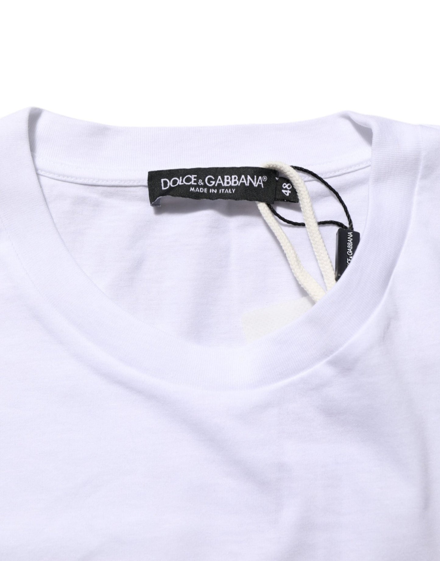 Dolce & Gabbana White Graphic Print Cotton Crew Neck T-shirt – IT46 | S par Dolce & Gabbana | Disponible sur Sandy Store ByNet