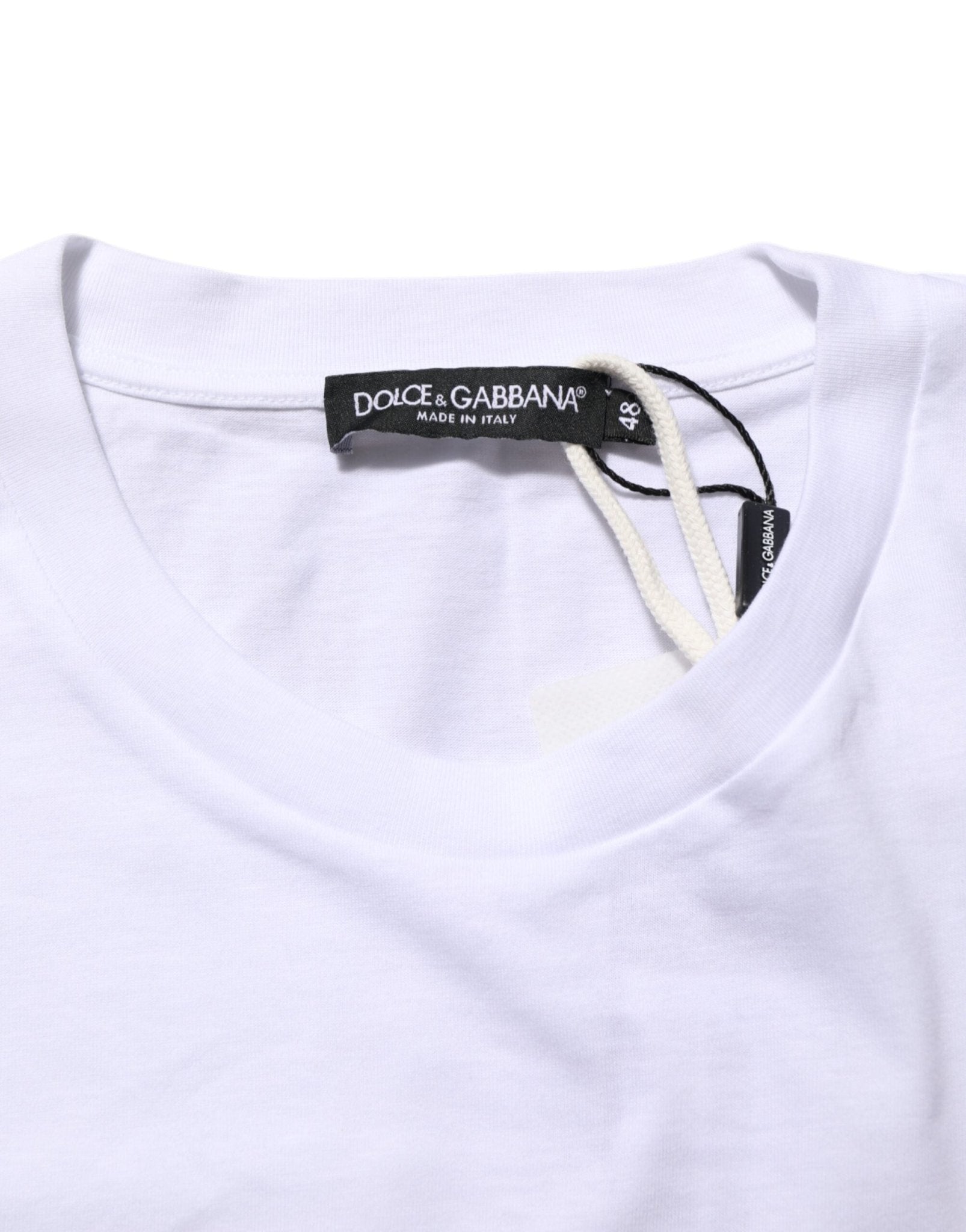 Dolce & Gabbana White Graphic Print Cotton Crew Neck T-shirt – IT46 | S par Dolce & Gabbana | Disponible sur Sandy Store ByNet