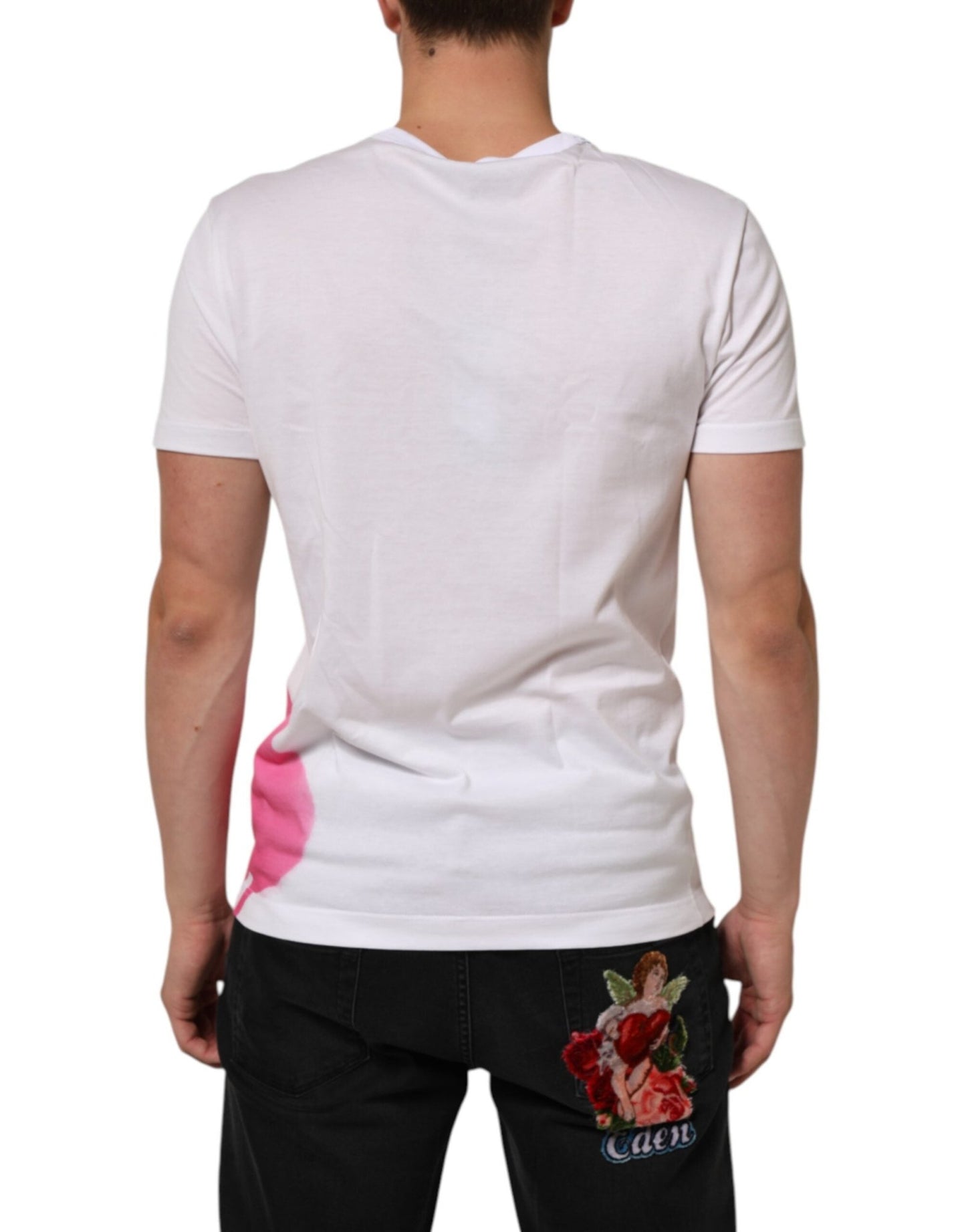 Dolce & Gabbana White Graphic Print Cotton Crew Neck T-shirt – IT48 | M par Dolce & Gabbana | Disponible sur Sandy Store ByNet