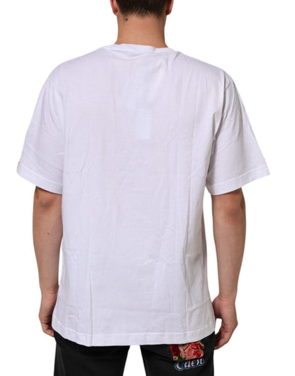 Dolce & Gabbana White Graphic Print Cotton Crew Neck T-shirt – IT54 | XL par Dolce & Gabbana | Disponible sur Sandy Store ByNet