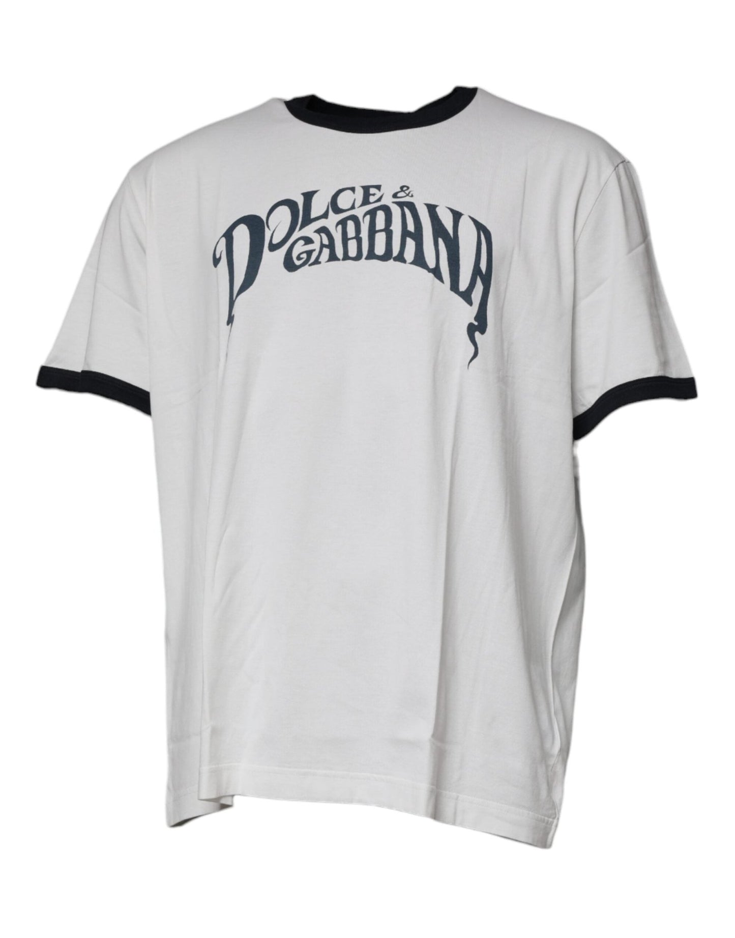 Dolce & Gabbana White Graphic Print Cotton Crew Neck T-shirt – IT60 | 3XL par Dolce & Gabbana | Disponible sur Sandy Store ByNet
