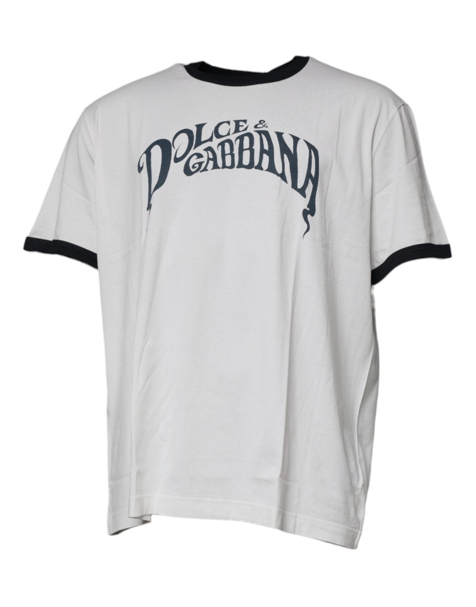 Dolce & Gabbana White Graphic Print Cotton Crew Neck T-shirt – IT60 | 3XL par Dolce & Gabbana | Disponible sur Sandy Store ByNet