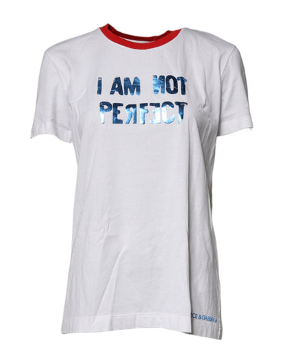 Dolce & Gabbana White Graphic Print Cotton Crew Neck T-shirt – IT38 | XS par Dolce & Gabbana | Disponible sur Sandy Store ByNet