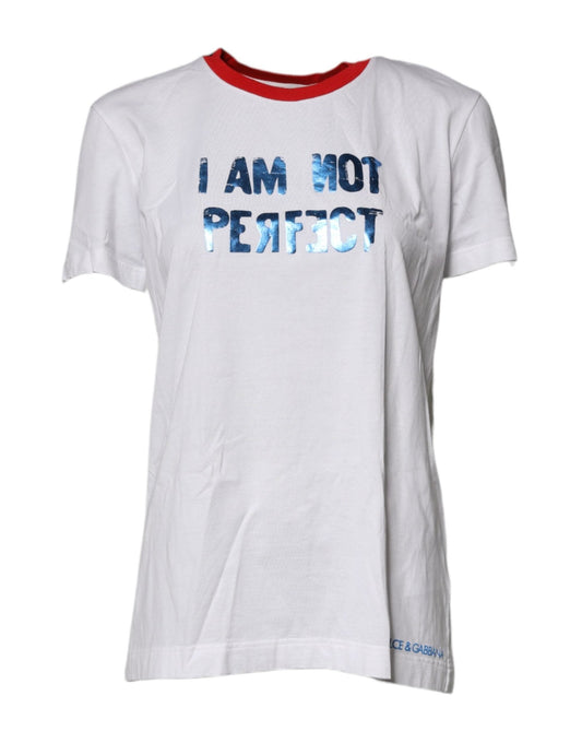 Dolce & Gabbana White Graphic Print Cotton Crew Neck T-shirt – IT38 | XS par Dolce & Gabbana | Disponible sur Sandy Store ByNet