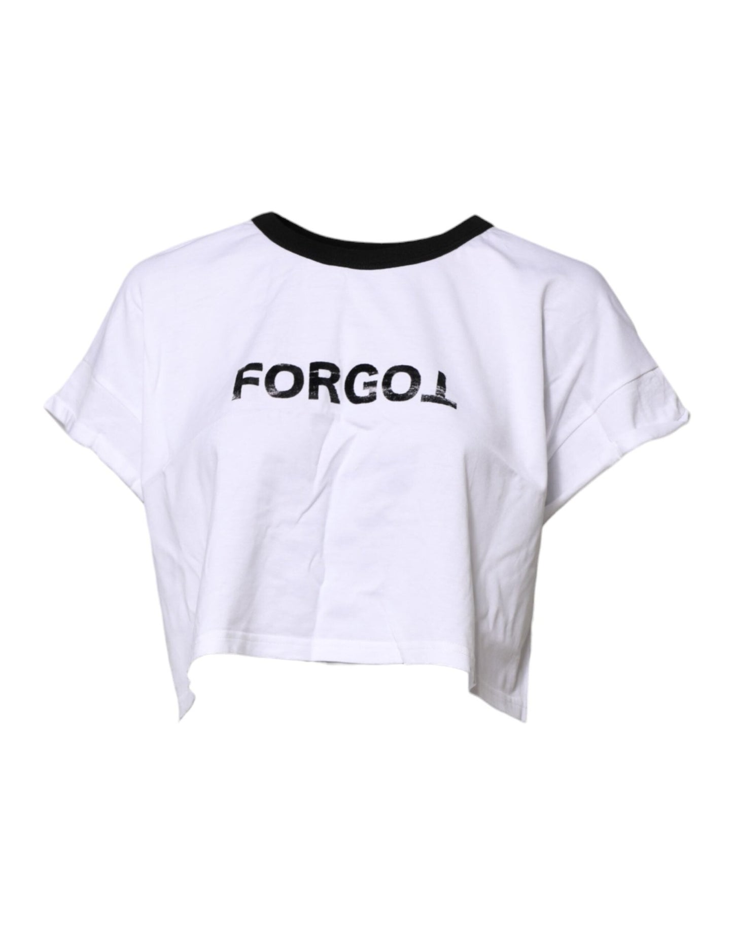 Dolce & Gabbana White Graphic Print Crew Neck Cropped T-shirt – IT46|XL par Dolce & Gabbana | Disponible sur Sandy Store ByNet