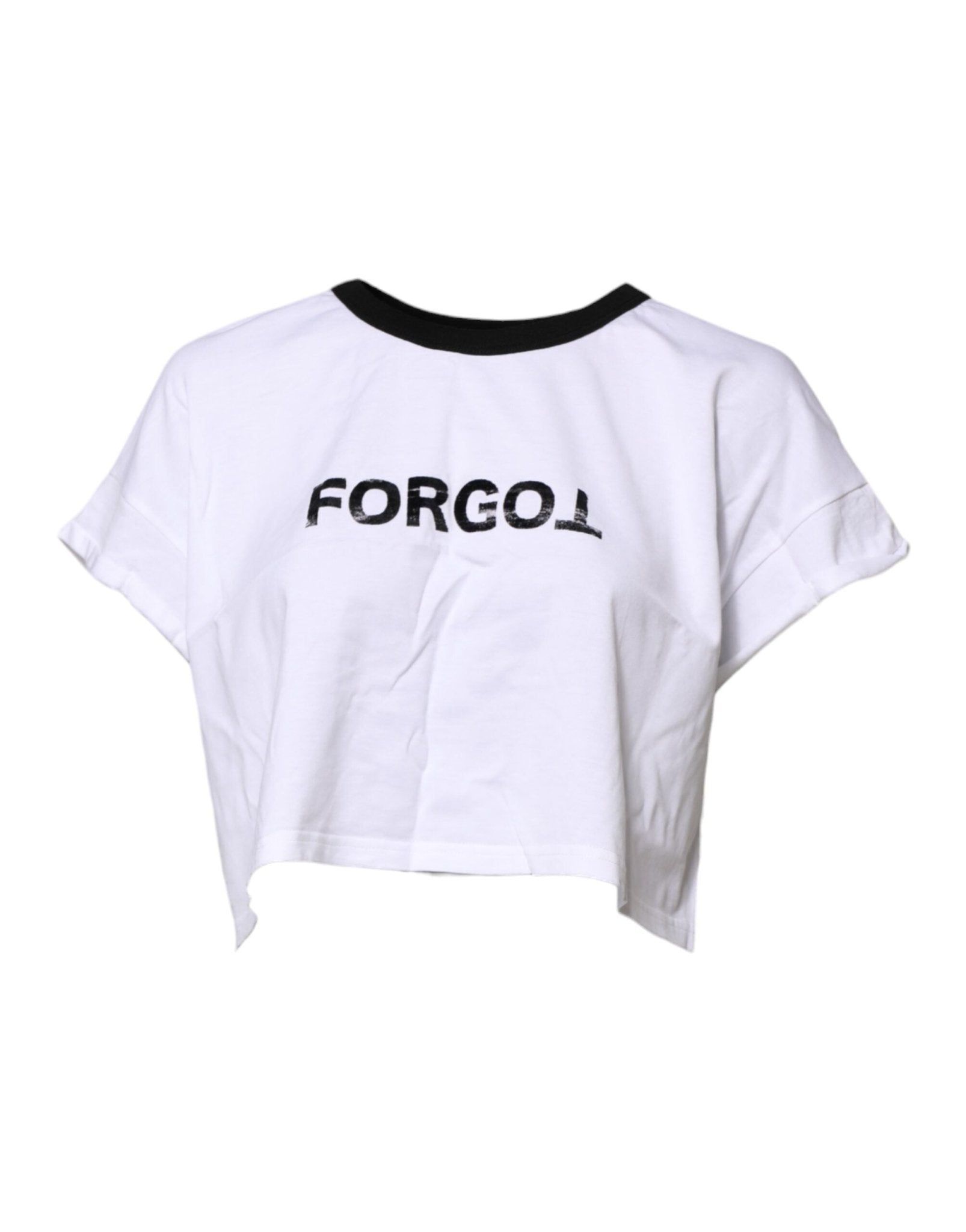 Dolce & Gabbana White Graphic Print Crew Neck Cropped T-shirt – IT46|XL par Dolce & Gabbana | Disponible sur Sandy Store ByNet