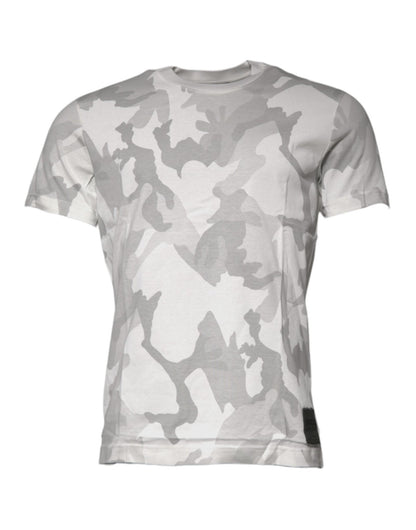Dolce & Gabbana White Gray Camouflage Cotton Crew Neck T-shirt – IT44 | XS par Dolce & Gabbana | Disponible sur Sandy Store ByNet