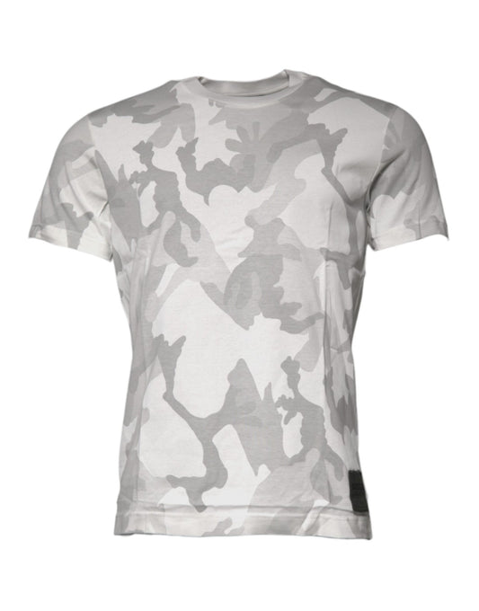 Dolce & Gabbana White Gray Camouflage Cotton Crew Neck T-shirt – IT44 | XS par Dolce & Gabbana | Disponible sur Sandy Store ByNet