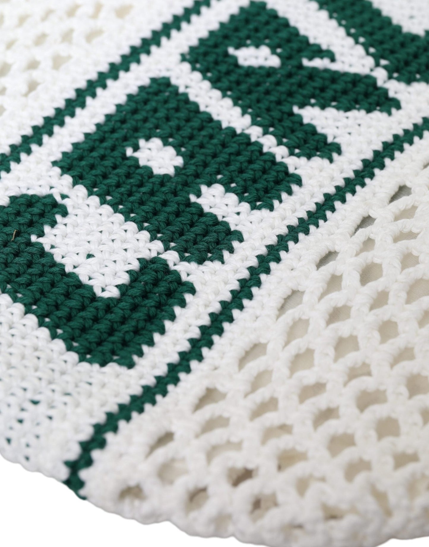 Dolce & Gabbana White Green Knitted Cotton Logo Shopping Tote Bag - Sandy Store ByNet