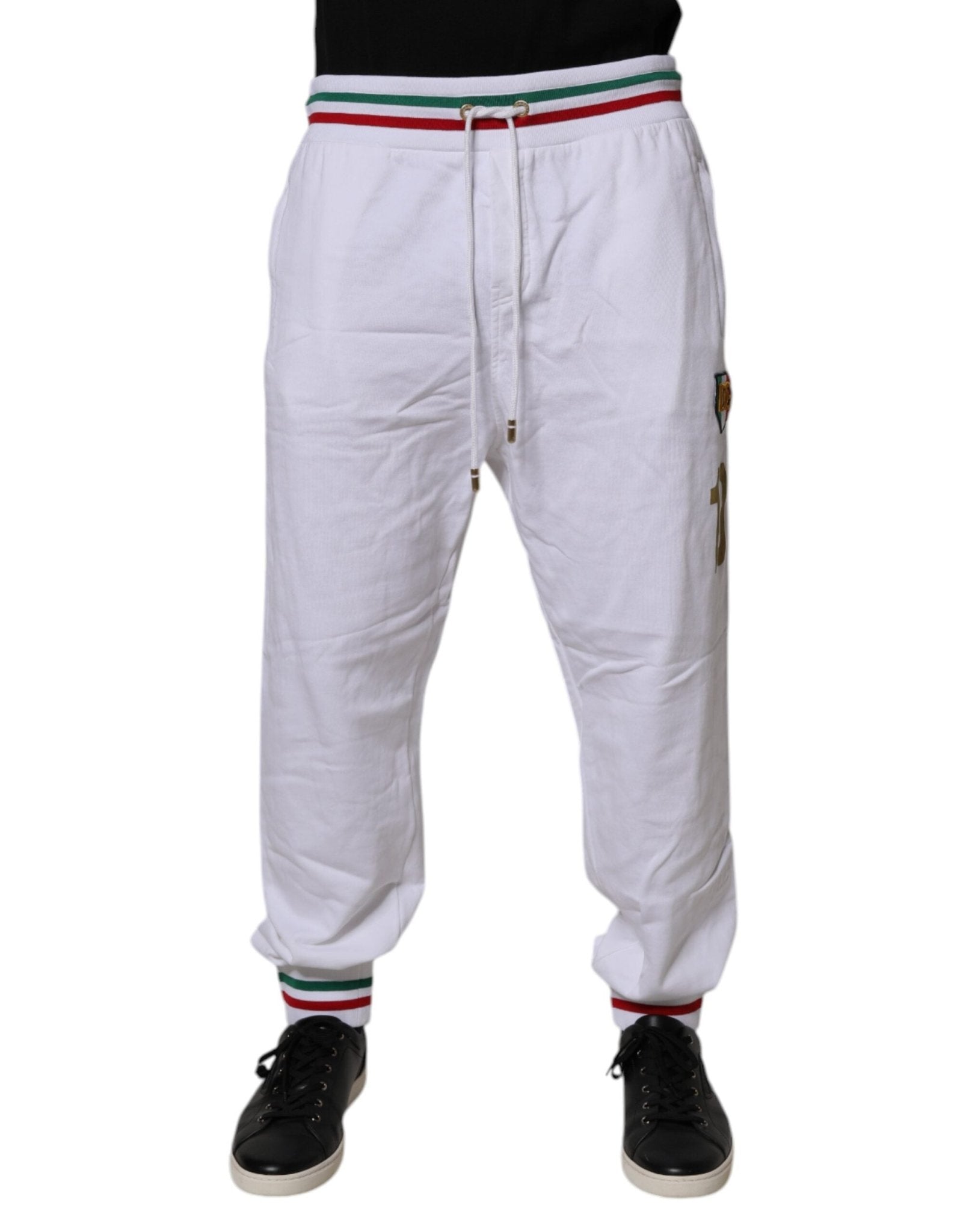 Dolce & Gabbana White Italia Cotton Jogger Sweatpants Pants - Sandy Store ByNet