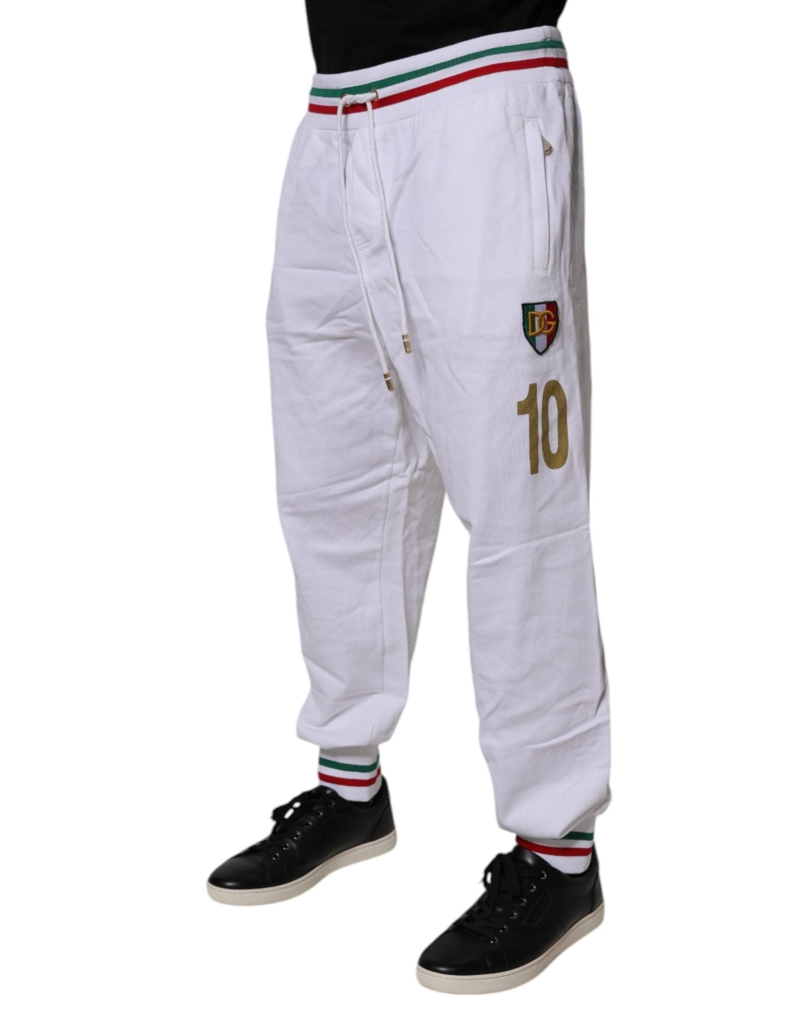 Dolce & Gabbana White Italia Cotton Jogger Sweatpants Pants - Sandy Store ByNet