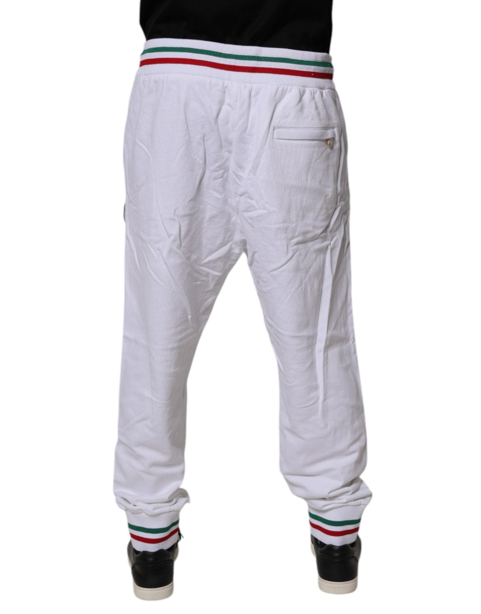 Dolce & Gabbana White Italia Cotton Jogger Sweatpants Pants - Sandy Store ByNet