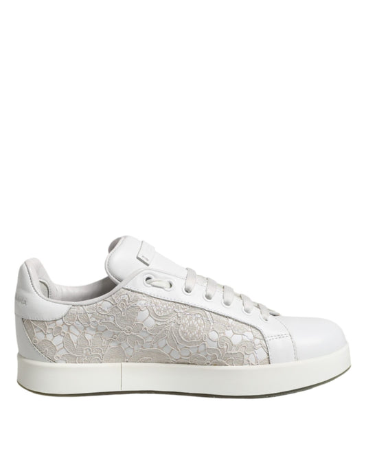 Dolce & Gabbana White Lace Leather Low Top Sneaker Shoes – EU37.5/US7 par Dolce & Gabbana | Disponible sur Sandy Store ByNet