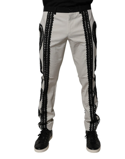 Dolce & Gabbana White Lace Trim Mid Waist Dress Formal Pants – IT50 | L par Dolce & Gabbana | Disponible sur Sandy Store ByNet