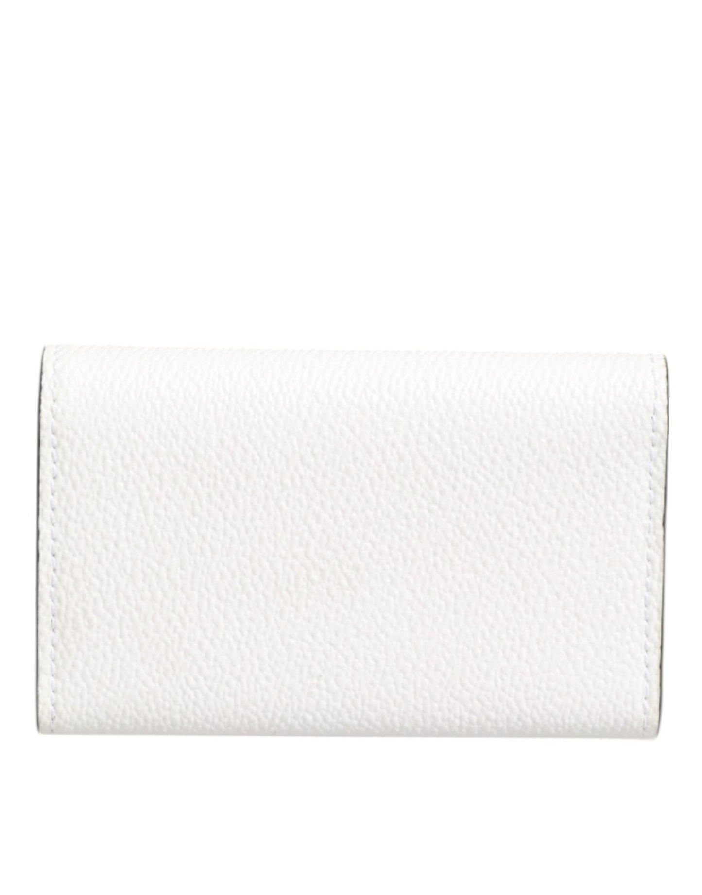 Dolce & Gabbana White Leather Card Case Holder Wallet Gold Logo Plate Key Holder – par Dolce & Gabbana | Disponible sur Sandy Store ByNet