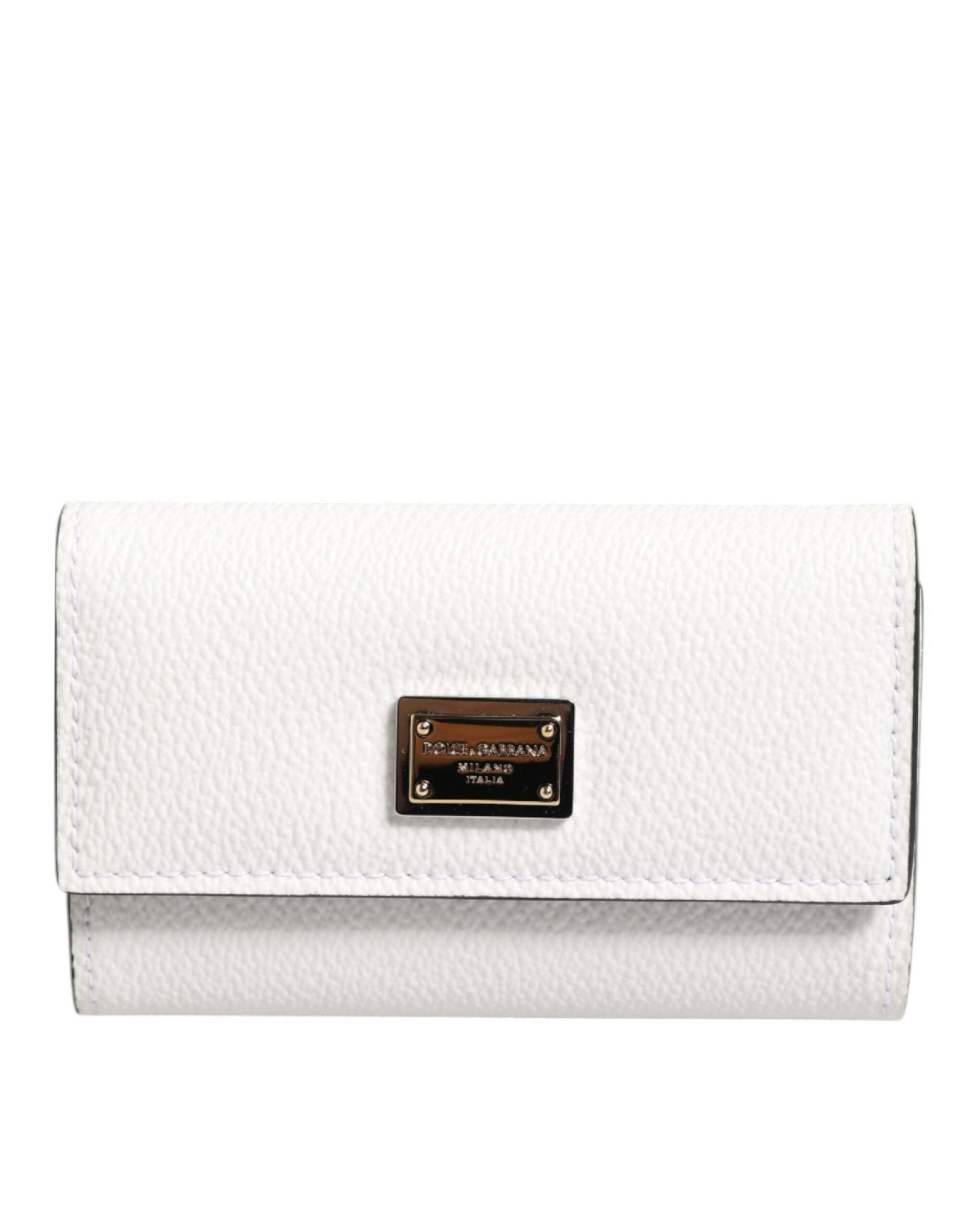 Dolce & Gabbana White Leather Card Case Holder Wallet Gold Logo Plate Key Holder – par Dolce & Gabbana | Disponible sur Sandy Store ByNet
