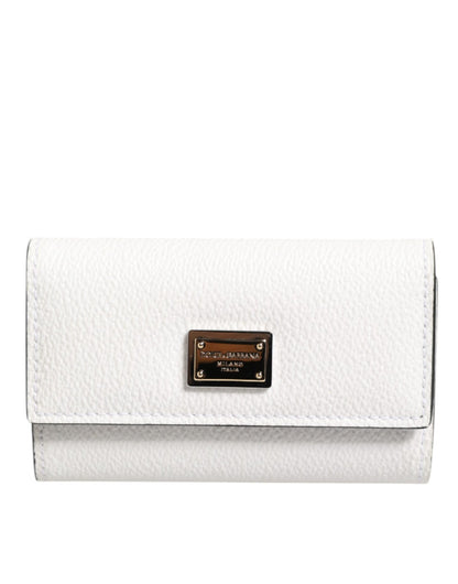 Dolce & Gabbana White Leather Card Case Holder Wallet Gold Logo Plate Key Holder – par Dolce & Gabbana | Disponible sur Sandy Store ByNet