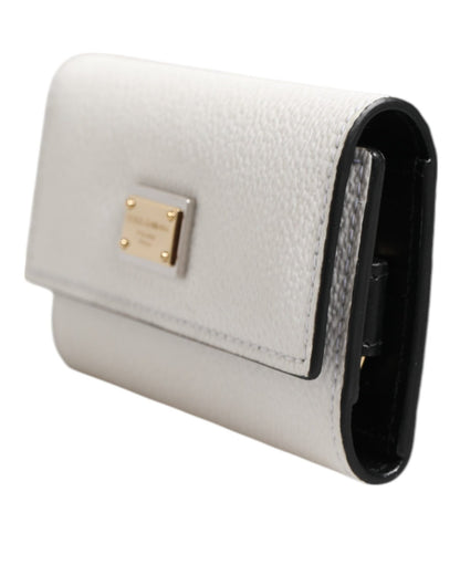 Dolce & Gabbana White Leather Card Case Holder Wallet Gold Logo Plate Key Holder – par Dolce & Gabbana | Disponible sur Sandy Store ByNet