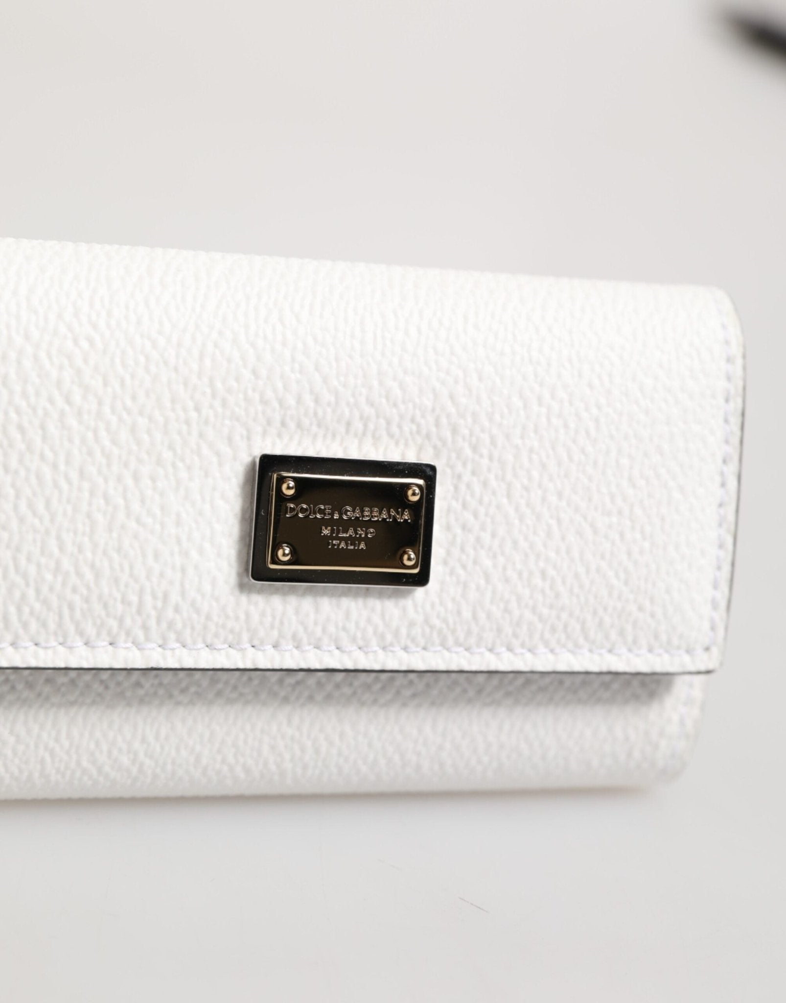 Dolce & Gabbana White Leather Card Case Holder Wallet Gold Logo Plate Key Holder – par Dolce & Gabbana | Disponible sur Sandy Store ByNet