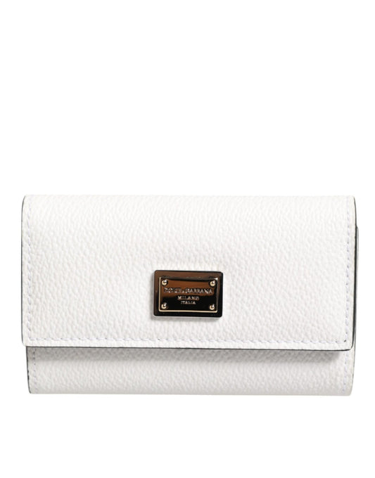 Dolce & Gabbana White Leather Card Case Holder Wallet Gold Logo Plate Key Holder – par Dolce & Gabbana | Disponible sur Sandy Store ByNet