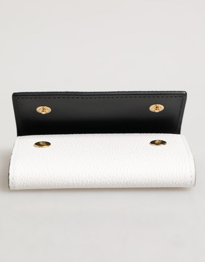 Dolce & Gabbana White Leather Card Case Holder Wallet Gold Logo Plate Key Holder – par Dolce & Gabbana | Disponible sur Sandy Store ByNet