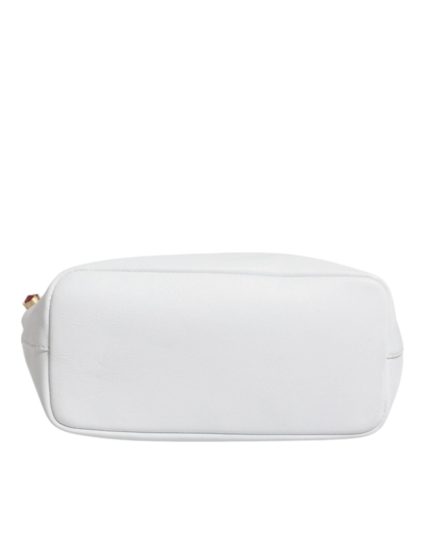 Dolce & Gabbana White Leather Crystal DG Logo Shoulder Tote Bag - Sandy Store ByNet