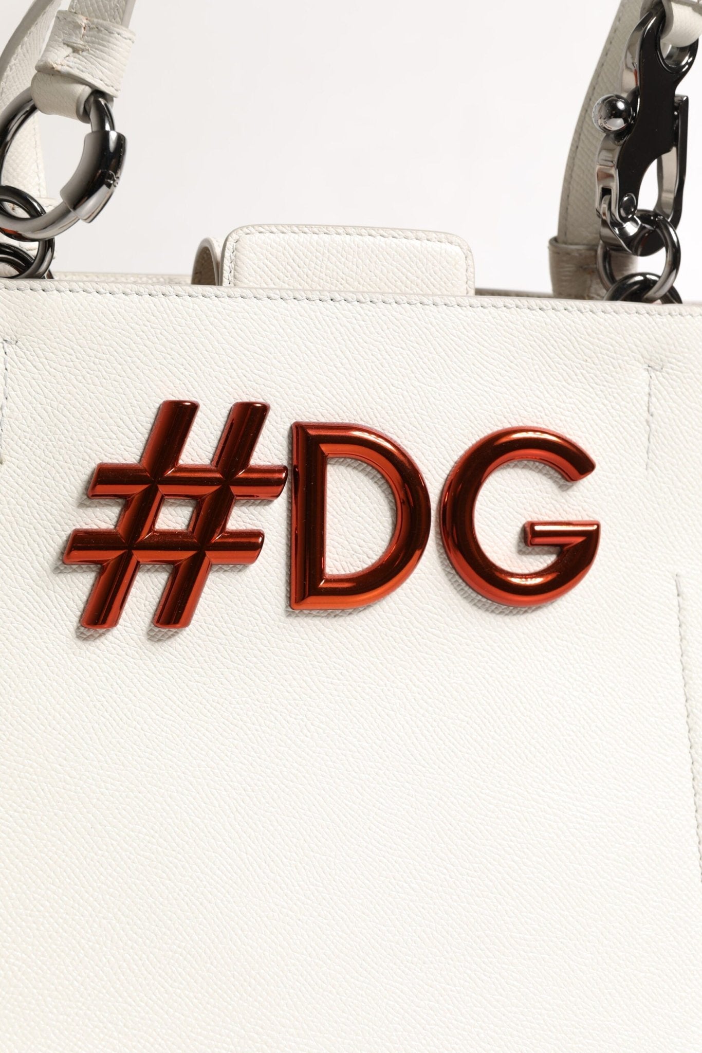 Dolce & Gabbana White Leather #DG BEATRICE Top Handle Tote Bag - Sandy Store ByNet