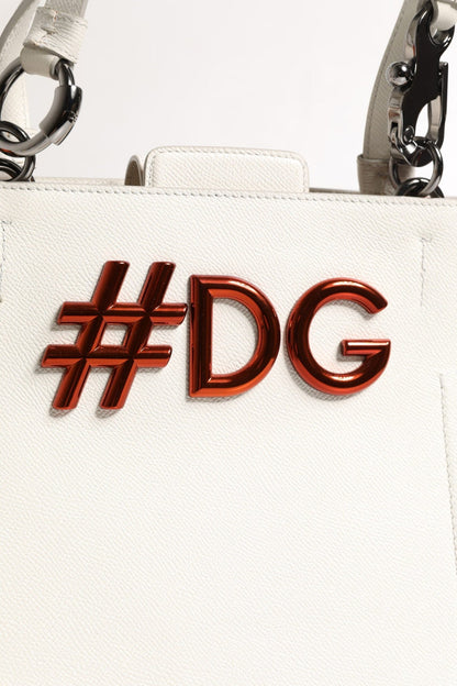 Dolce & Gabbana White Leather #DG BEATRICE Top Handle Tote Bag - Sandy Store ByNet