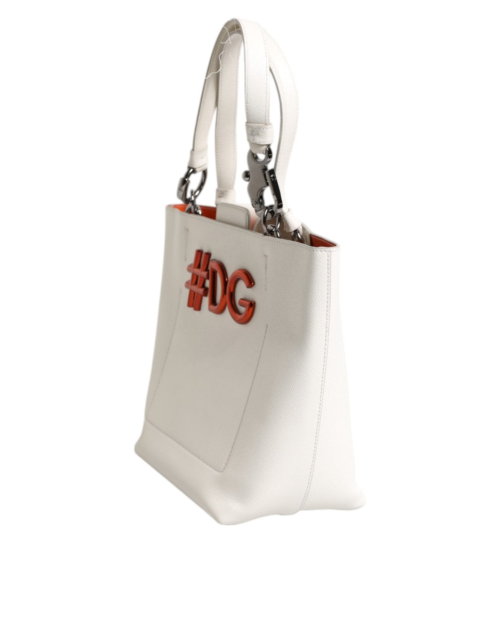 Dolce & Gabbana White Leather #DG BEATRICE Top Handle Tote Bag - Sandy Store ByNet