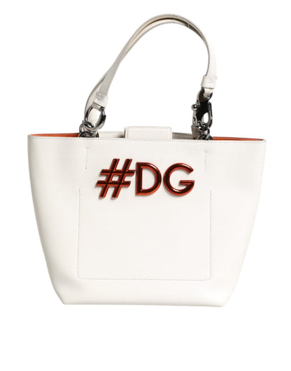 Dolce & Gabbana White Leather #DG BEATRICE Top Handle Tote Bag - Sandy Store ByNet