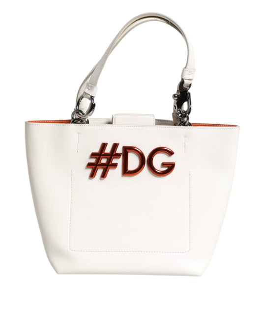 Dolce & Gabbana White Leather #DG BEATRICE Top Handle Tote Bag - Sandy Store ByNet