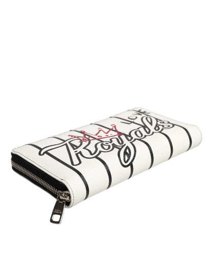 Dolce & Gabbana White Leather DG Crown Royals Continental Zip Around Wallet - Sandy Store ByNet