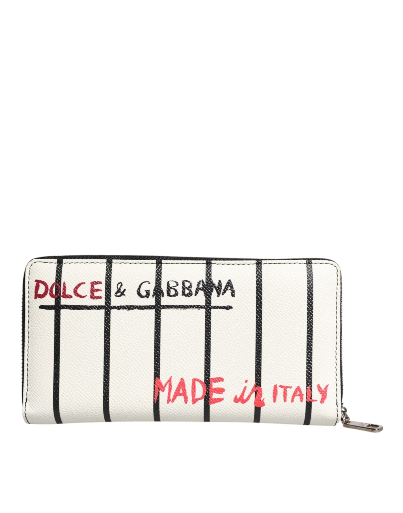 Dolce & Gabbana White Leather DG Crown Royals Continental Zip Around Wallet - Sandy Store ByNet