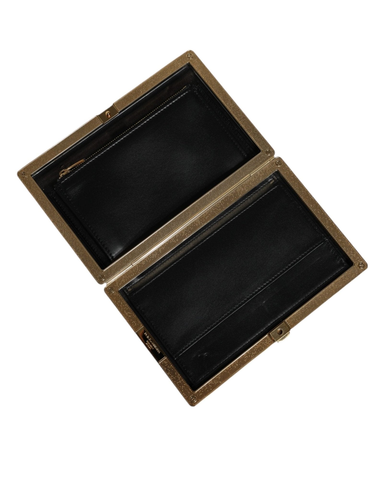 Dolce & Gabbana White Leather Gold Frame Clutch Evening Party Purse Bag - Sandy Store ByNet