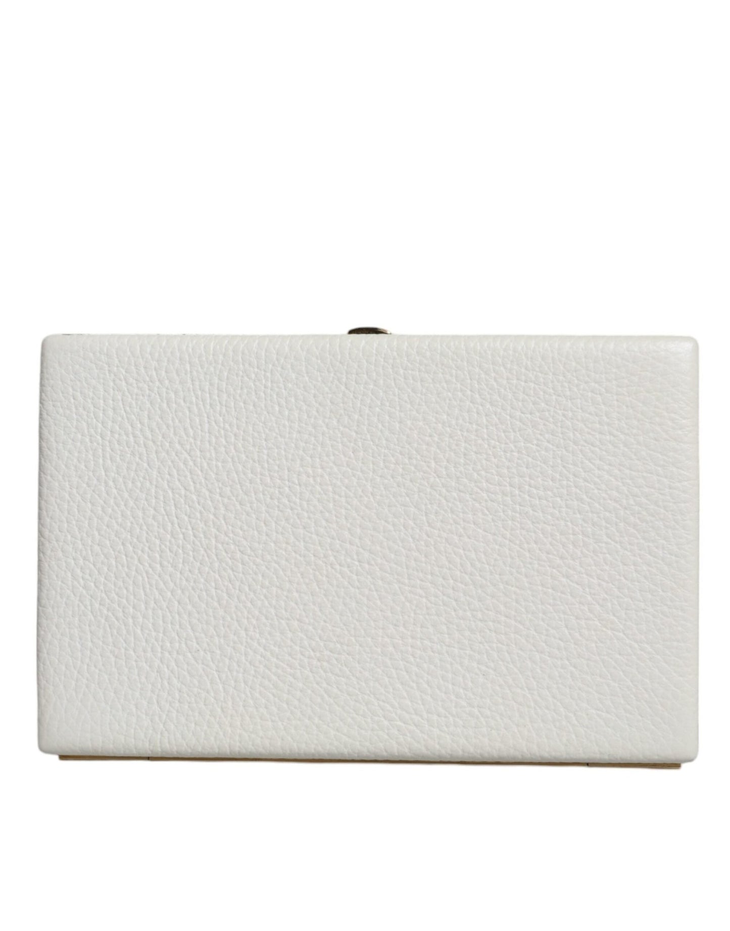 Dolce & Gabbana White Leather Gold Frame Clutch Evening Party Purse Bag - Sandy Store ByNet