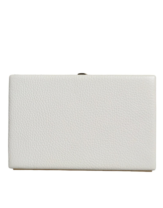 Dolce & Gabbana White Leather Gold Frame Clutch Evening Party Purse Bag - Sandy Store ByNet