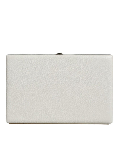 Dolce & Gabbana White Leather Gold Frame Clutch Evening Party Purse Bag - Sandy Store ByNet