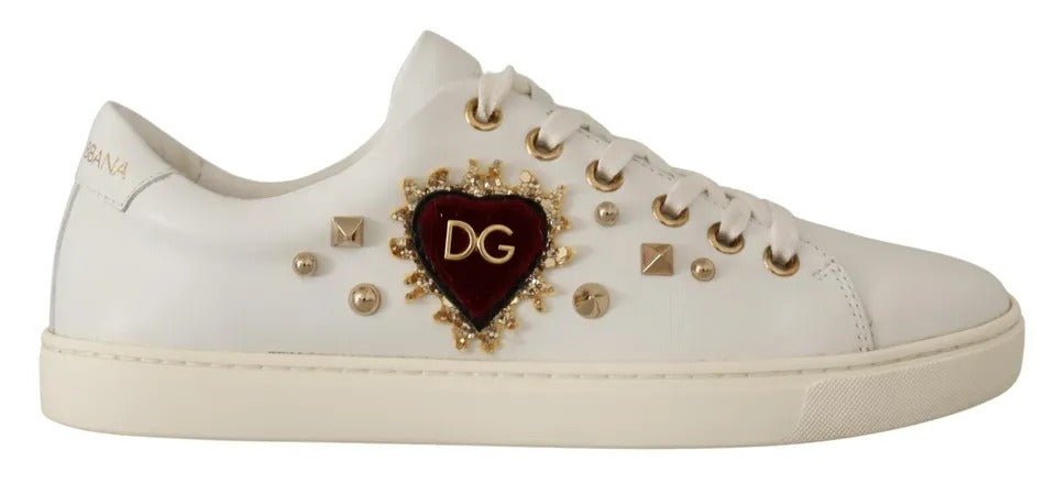 Dolce & Gabbana White Leather Gold Red Heart Sneakers Shoes – EU35/US4.5 par Dolce & Gabbana | Disponible sur Sandy Store ByNet