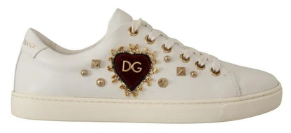 Dolce & Gabbana White Leather Gold Red Heart Sneakers Shoes – EU35/US4.5 par Dolce & Gabbana | Disponible sur Sandy Store ByNet