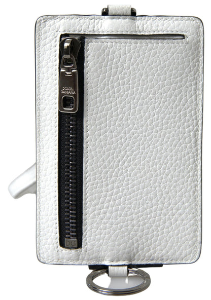 Dolce & Gabbana White Leather Lanyard Logo Card Holder Men Wallet – par Dolce & Gabbana | Disponible sur Sandy Store ByNet