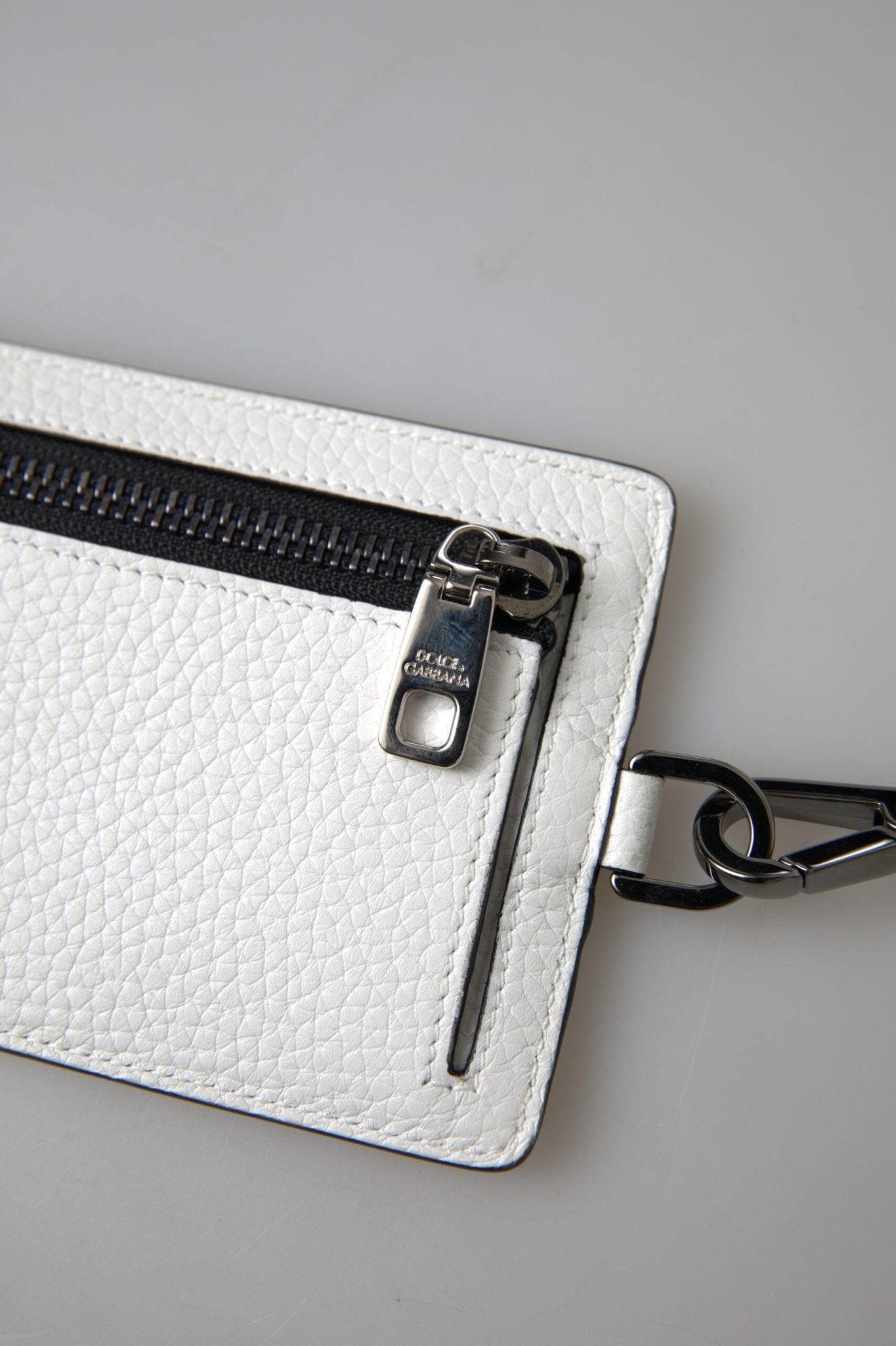 Dolce & Gabbana White Leather Lanyard Logo Card Holder Men Wallet – par Dolce & Gabbana | Disponible sur Sandy Store ByNet
