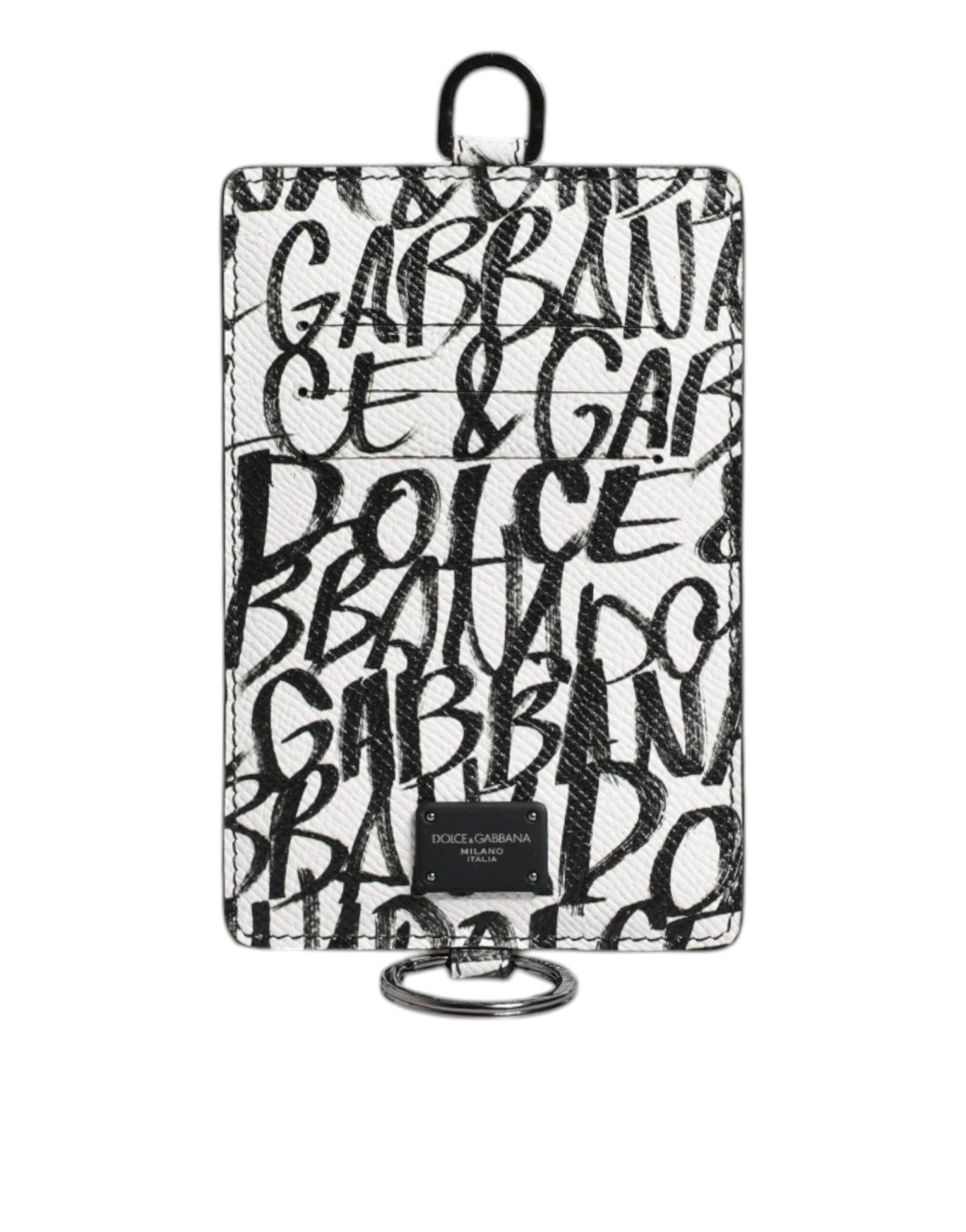 Dolce & Gabbana White Leather Lanyard Logo Print Card Holder Wallet – par Dolce & Gabbana | Disponible sur Sandy Store ByNet