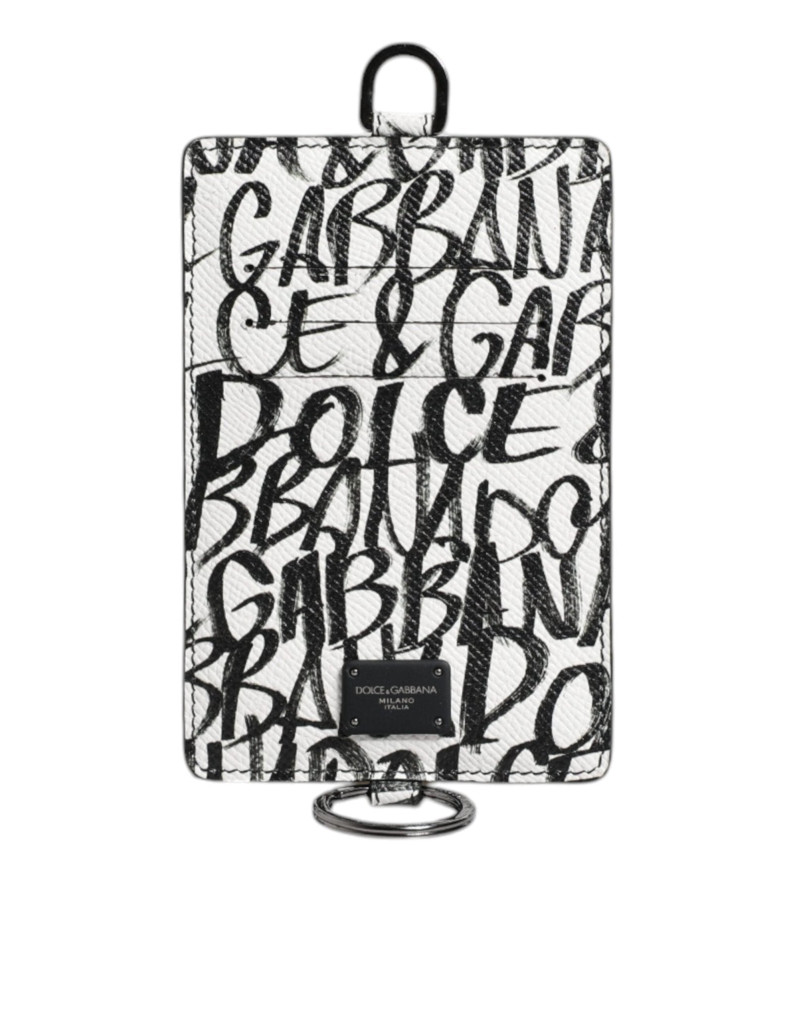 Dolce & Gabbana White Leather Lanyard Logo Print Card Holder Wallet – par Dolce & Gabbana | Disponible sur Sandy Store ByNet