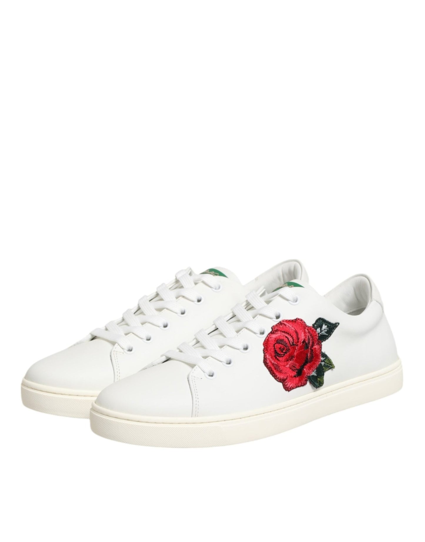 Dolce & Gabbana White Leather Rose Embroidery Low - Top Shoes – EU35.5/US5 par Dolce & Gabbana | Disponible sur Sandy Store ByNet