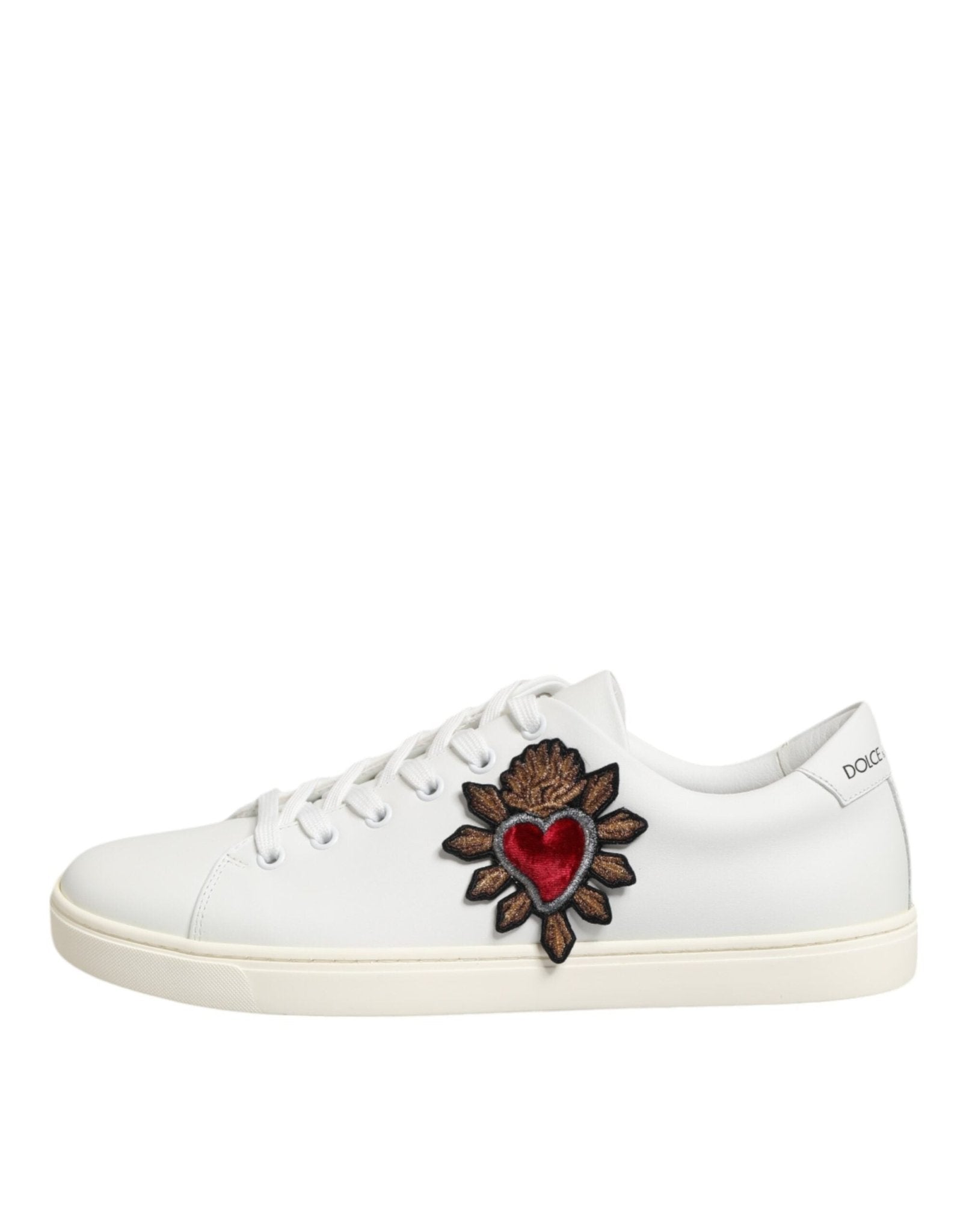 Dolce & Gabbana White Leather Sacre Heart Patch Sneakers Shoes – EU39.5/US9 par Dolce & Gabbana | Disponible sur Sandy Store ByNet